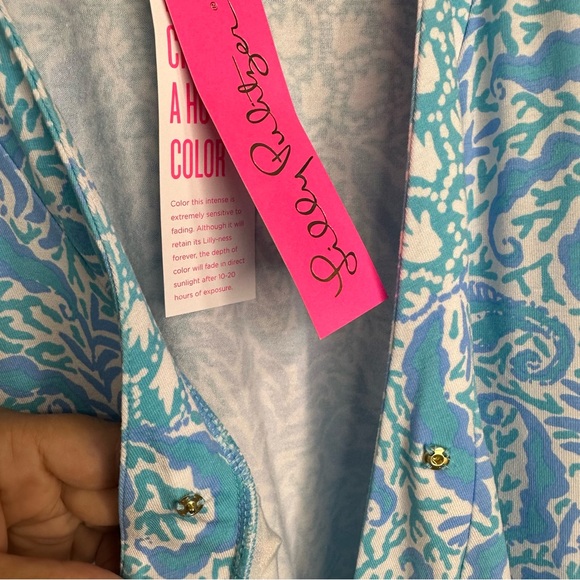 Lilly Pulitzer Sailynn Blue Whte Puff Sleeve Wrap Romper Size M NWT MSRP $168 - Picture 10 of 12